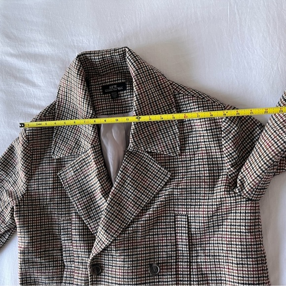 Long Plaid Checked Checkered Coat Trench Jacket Dry Cleaned Suitable For Work - Picture 11 of 16